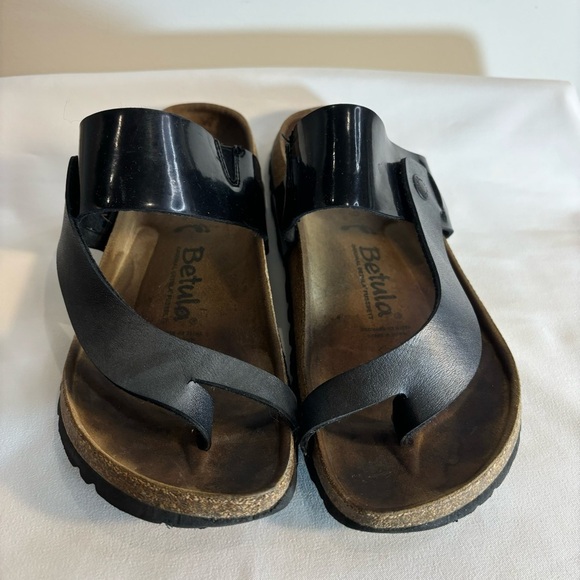 BETULA Sz 9 Toe Wrap Slides Sandals Patent and Smooth Leather Birkenstock Family - Picture 2 of 9
